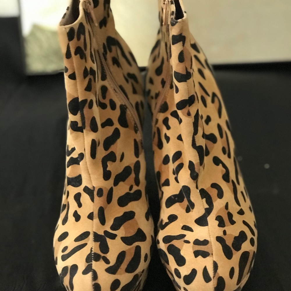 Cheetah Print Wedge Booties - Picture 2 of 2